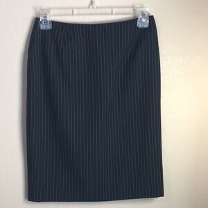 PETITE SOPHISTICATE Size 0 Black Pinstripe Wool Blend Pencil Skirt NWOT